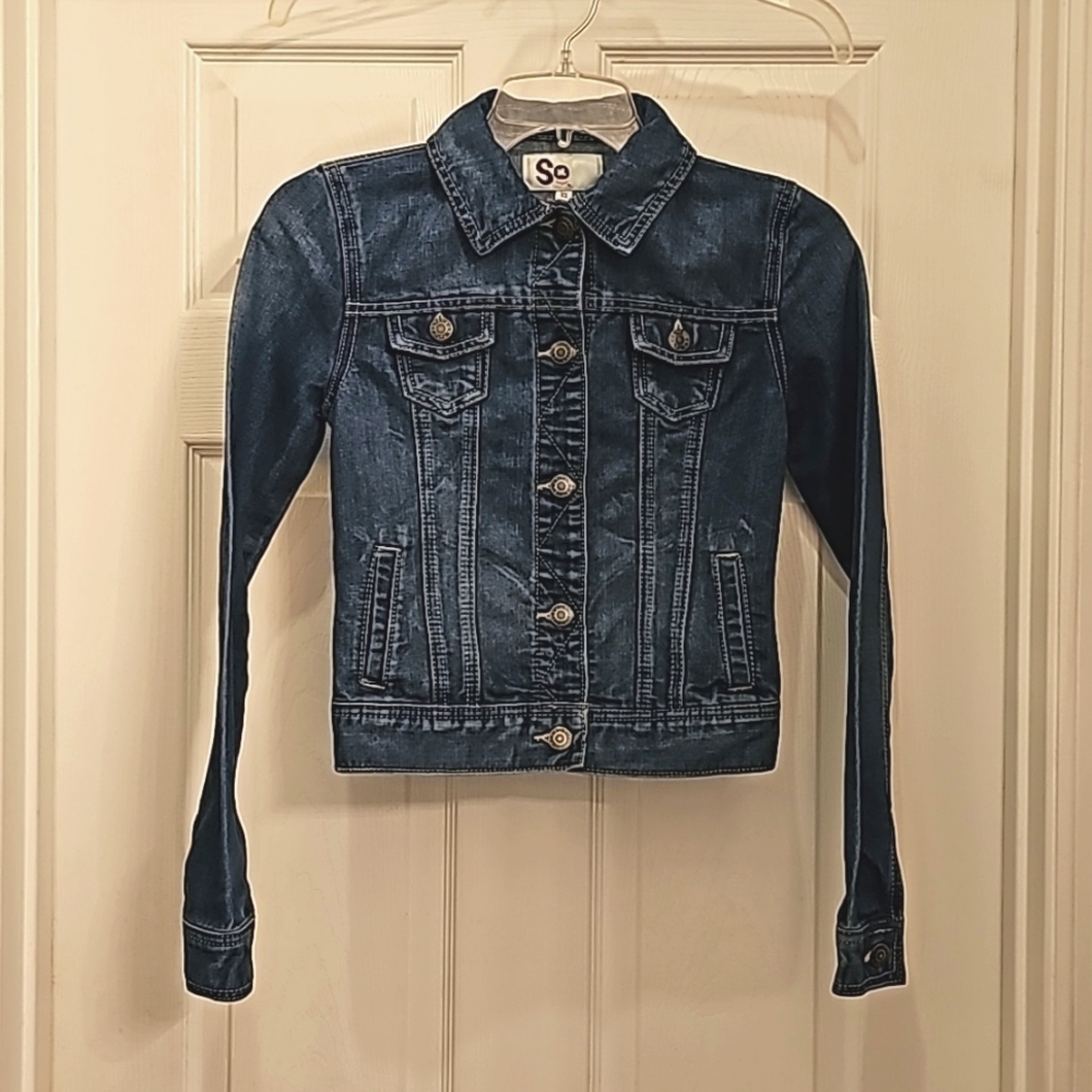 SO Button Up Denim Blue Jean Jacket Juniors